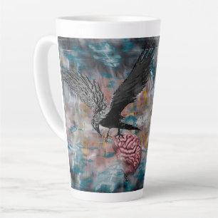 Caneca De Café Latte Raven Crow Black Bird Abstrato surreal Art
