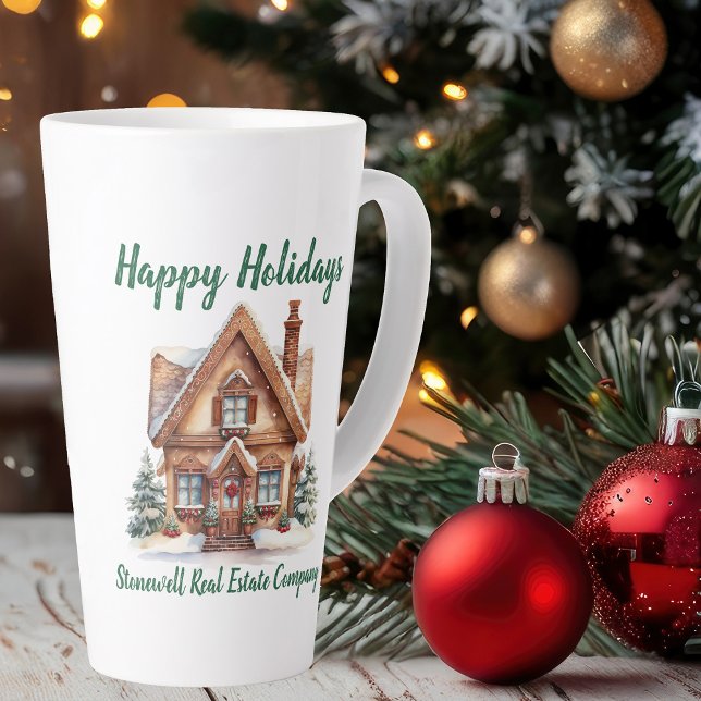 Caneca De Café Latte Real Personalizado da Casa de Natal Bonito (Criador carregado)