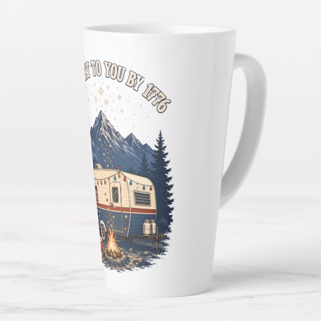 Caneca De Café Latte Reboque de Camping 4 de Julho Montanhas (Ângulo direito)