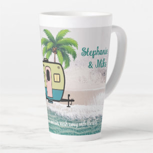 Caneca De Café Latte Reboque Retro de Acampamento Costeiro Personalizad
