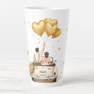 Caneca De Café Latte Recém-Casados Casal de Noivos