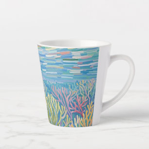 Caneca De Café Latte Recife de Corais Dourados do Oceano