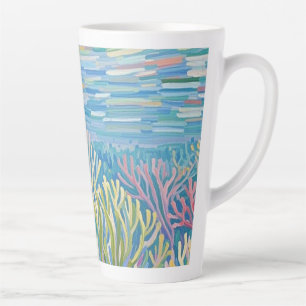 Caneca De Café Latte Recife de Corais Dourados do Oceano