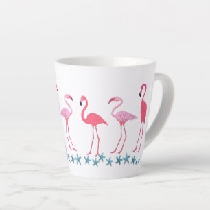 Caneca De Café Latte Recolha de Flamingo e Starfish