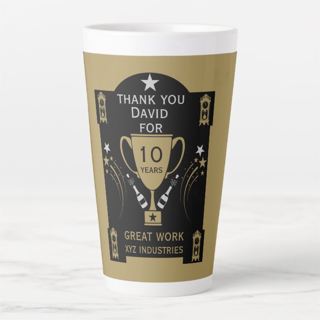 Caneca De Café Latte Reconhecimento de Serviço de Emprego Longo (Frente)