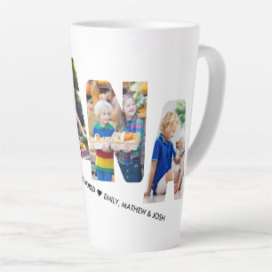 Caneca De Café Latte Recorte de letra NANA 4 Colagem de fotos Personali