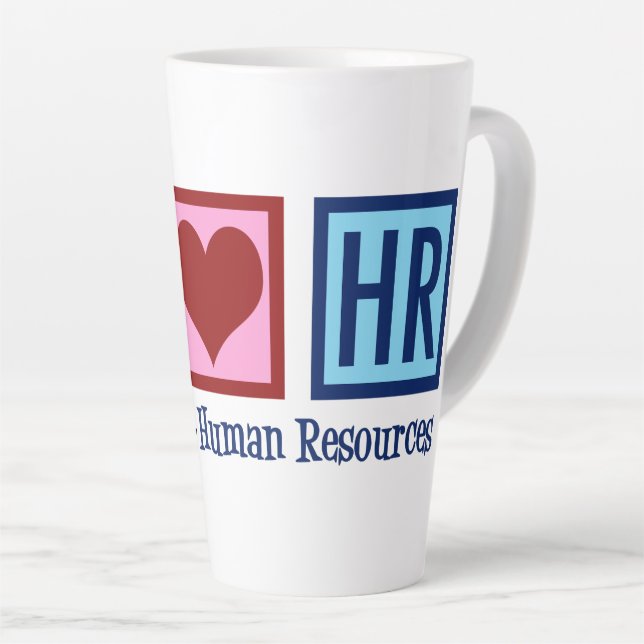 Caneca De Café Latte Recursos Humanos Paz Amor HR (Ângulo direito)
