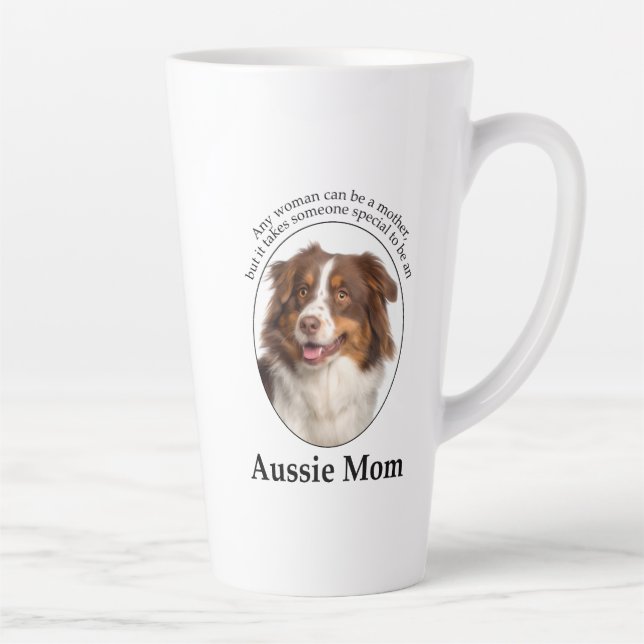 Caneca De Café Latte Red Australian Shepherd Mãe (Direita)