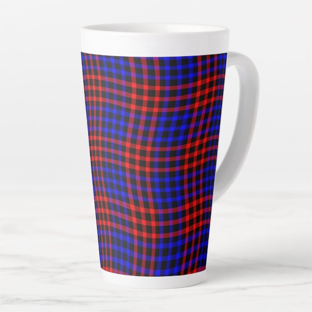 Caneca De Café Latte Red Blue Plaid Checker Seamless Pattern (Ângulo direito)