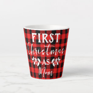 Caneca De Café Latte Red Buffalo Primeiro Natal como Mãe Natal