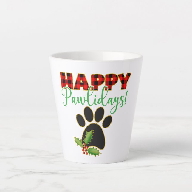 Caneca De Café Latte Red Buffalo Xadrez Paw Imprimir Natal (Frente)