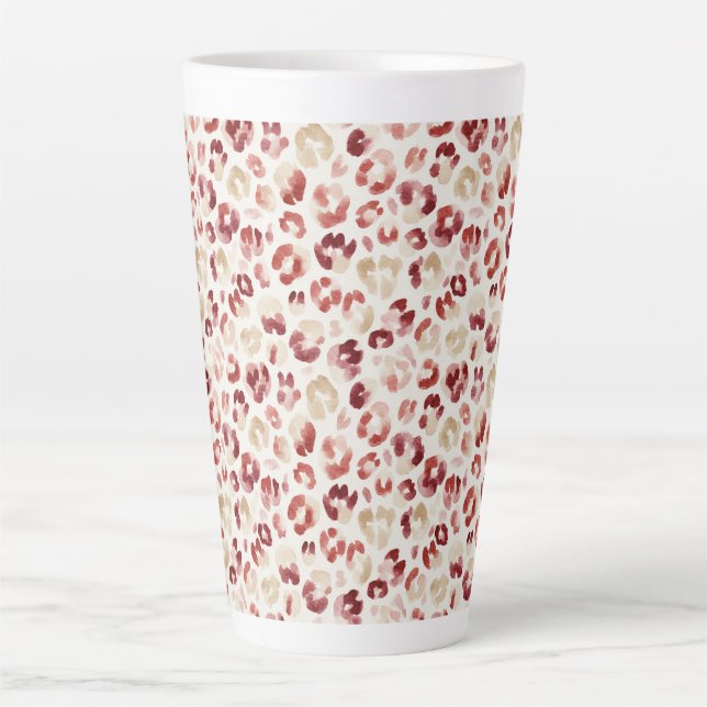 Caneca De Café Latte Red Cream Leopard Animal Print Birthday (Frente)