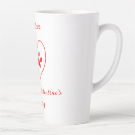 Caneca De Café Latte Red heart dog cat paw happy Valentine's day name 