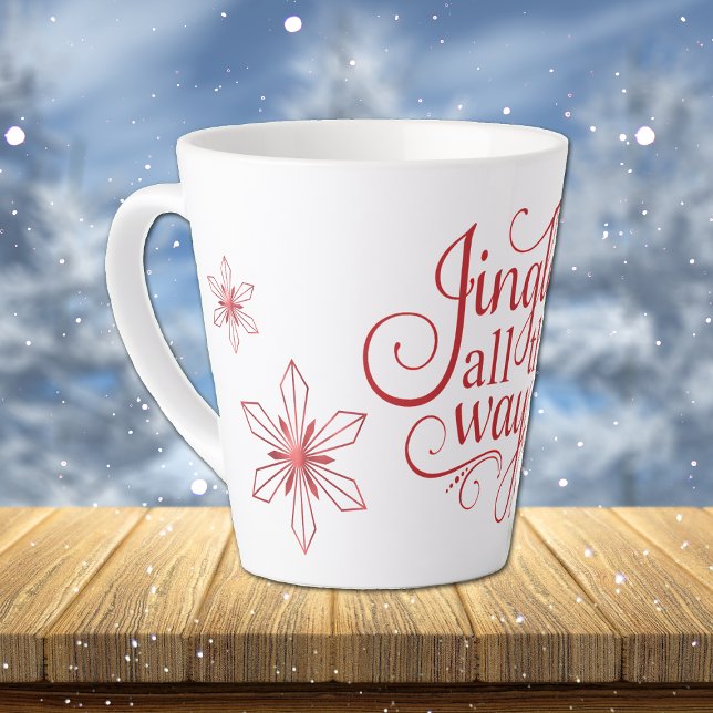 Caneca De Café Latte Red Jingle durante todo o caminho Natal (Criador carregado)