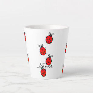 Caneca De Café Latte Red Ladybugs Rastreando Thunder_Cove