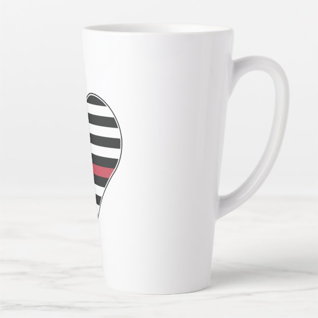Caneca De Café Latte Red Line Flag Heart (Direita)