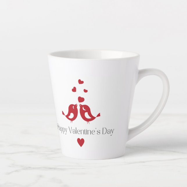 Caneca De Café Latte Red Love Birds Valentine's Mug – Classic Romantic  (Direita)
