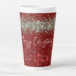 Caneca De Café Latte Red Mint Green Glitter Sparkle Natal