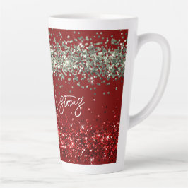 Caneca De Café Latte Red Mint Green Glitter Sparkle Natal
