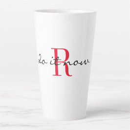 Caneca De Café Latte Red Monogram Initial Stylish 'do it now' Large