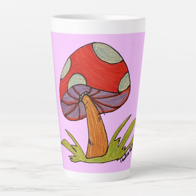 Caneca De Café Latte Red Mushroom Coffee Mug (Frente)