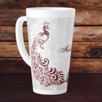 Red Peacock Personalizado Latte Mug