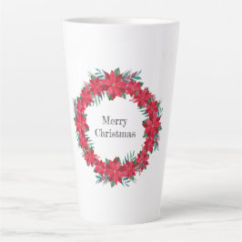 Caneca De Café Latte Red Poinsettia Wreath
