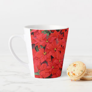 Caneca De Café Latte Red Poinsettias I Festa Floral de Natal