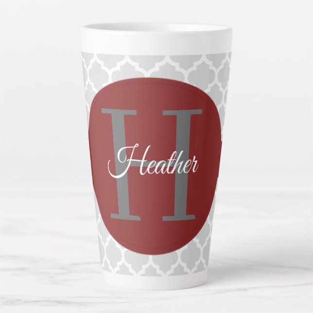 Caneca De Café Latte Red Quatrefoil Personalizado Lata (Frente)
