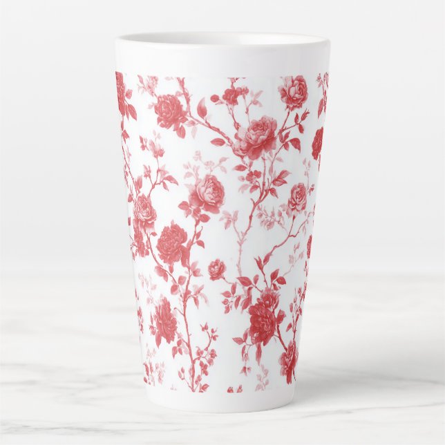 Caneca De Café Latte Red Roses Floral (Frente)