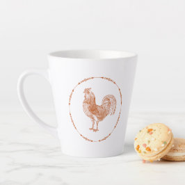 Caneca De Café Latte Red Rustic Rooster