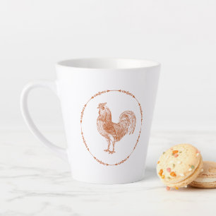 Caneca De Café Latte Red Rustic Rooster