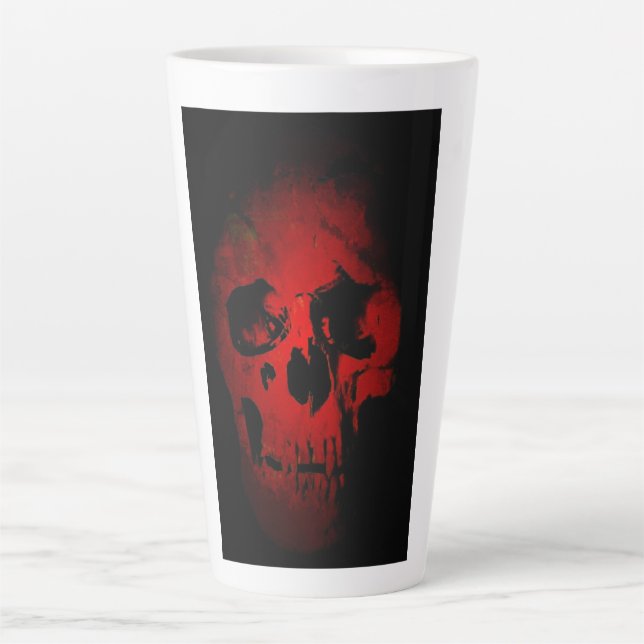 Caneca De Café Latte Red Skeleton Fantasy Art Heavy Metal (Frente)