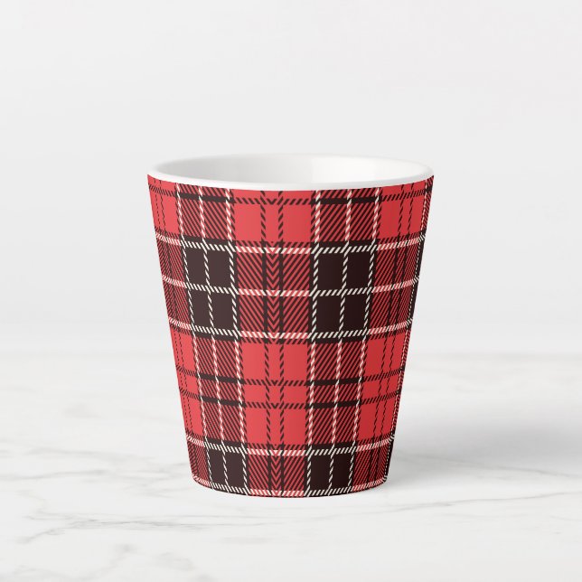 Caneca De Café Latte Red Tartan (Frente)