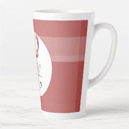 Caneca De Café Latte Red Tartan Deer Antlers Monograma