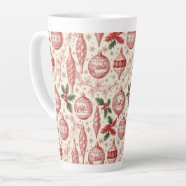 Caneca De Café Latte Red Toile Chinoiserie Christmas Ornaments