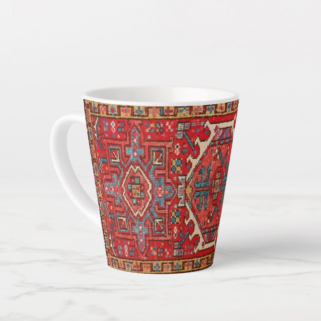 Caneca De Café Latte Red Turco Persa Oriental Clássico (Ângulo esquerdo)