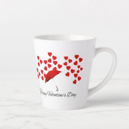 Caneca De Café Latte Red Umbrella Valentine's Mug – Romantic Rain of He