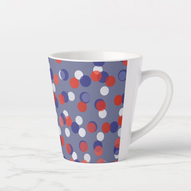 Caneca De Café Latte red, white and blue polka dots (Direita)