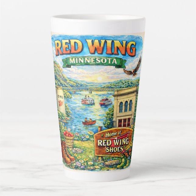 Caneca De Café Latte Red Wing, Minnesota Souvenir Gift Latte Mug (Frente)