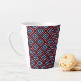 Caneca De Café Latte Red With Blue Diamond
