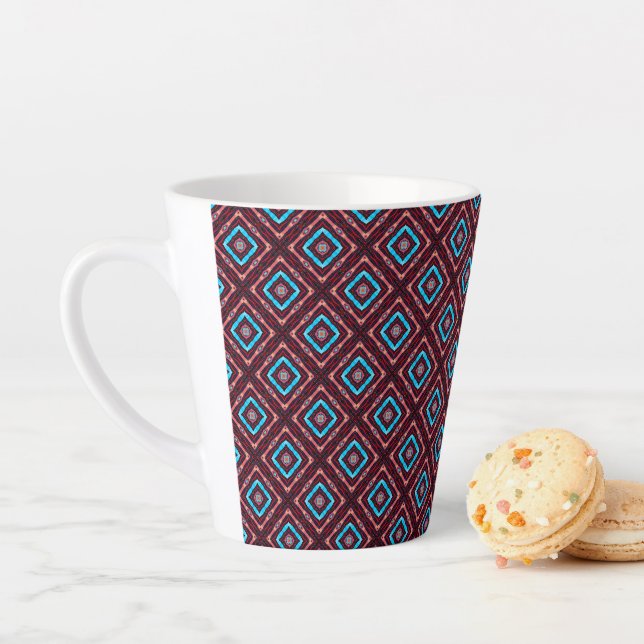 Caneca De Café Latte Red With Blue Diamond (In Situ)