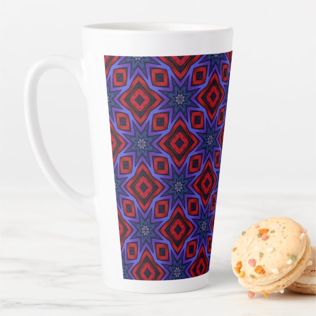 Caneca De Café Latte Red With Blue Stars (In Situ)
