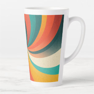 Caneca De Café Latte Redemoinho de Cores Retrô – Fundo Abstrato Vintage