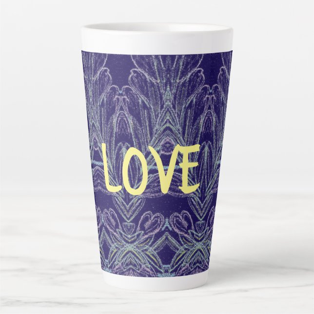 Caneca De Café Latte Redemoinhos Suaves Amor (Roxo) (Frente)