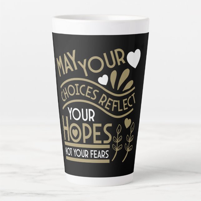 Caneca De Café Latte Refletir a Motivação de Esperanças (Frente)