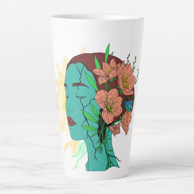 Caneca De Café Latte Reflexões no Trabalho de arte (Frente)