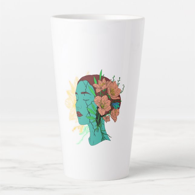 Caneca De Café Latte Reflexões no Trabalho de arte (Frente)