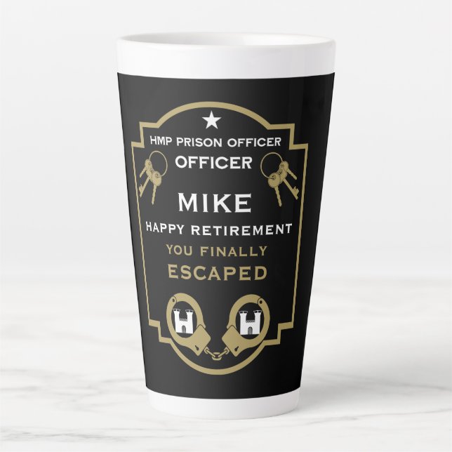 Caneca De Café Latte Reforma do Agente Prisional HMP (Frente)