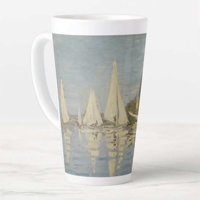 Caneca De Café Latte Regattas at Argenteuil, OIl Painting, Claude Monet (Ângulo esquerdo)
